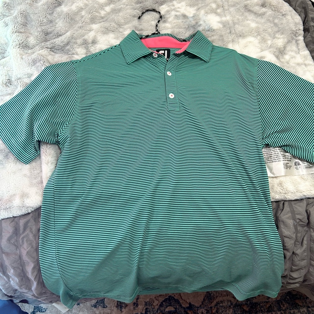 Stylish Green Striped Polo Shirt